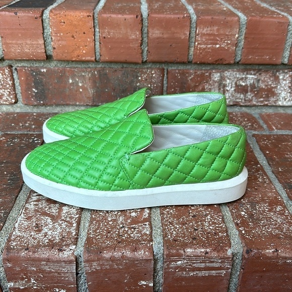 SARTO By Franco Sarto 3 Green Leather Quilted Platform Slip-On Sneakers Size 6.5 - Picture 3 of 7